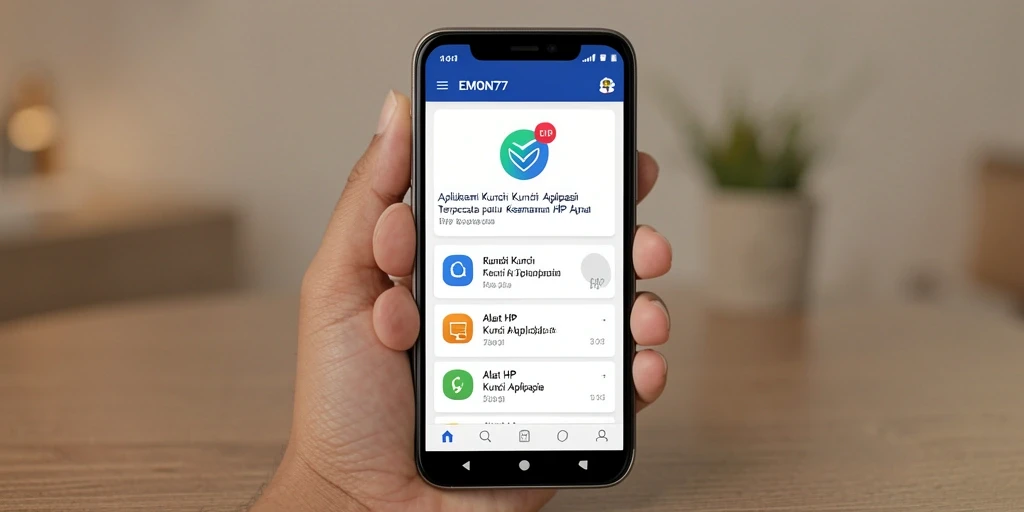 Tampilan antarmuka EMON77 yang user-friendly untuk Kunci Aplikasi.