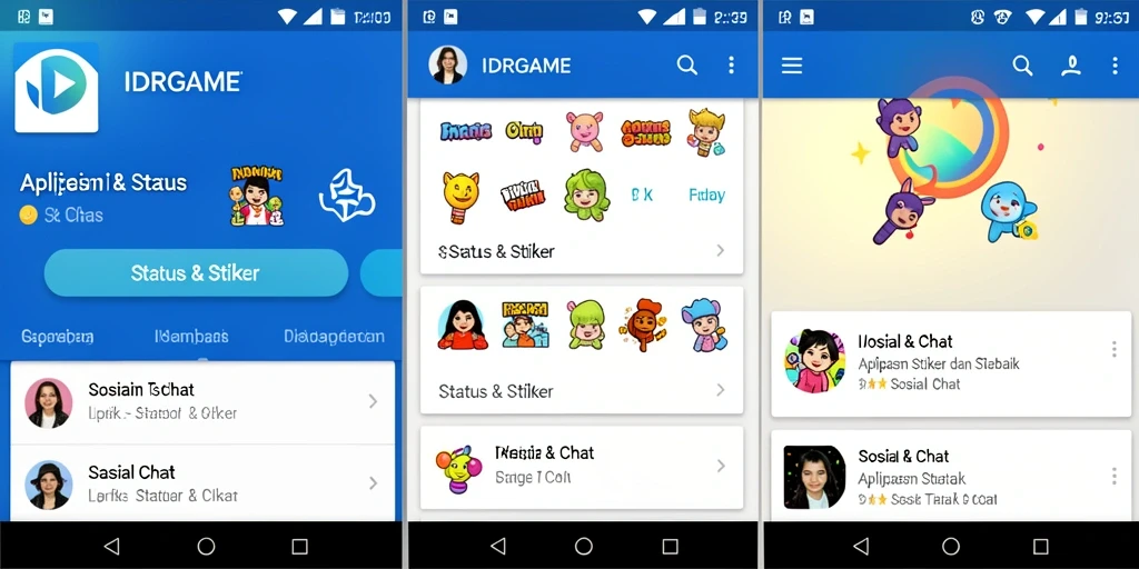 Tampilan antarmuka IDRGAME dengan beragam stiker menarik.