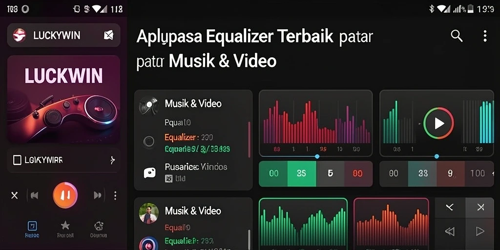 Antarmuka pengguna LUCKYWIN untuk fungsi Equalizer yang intuitif.