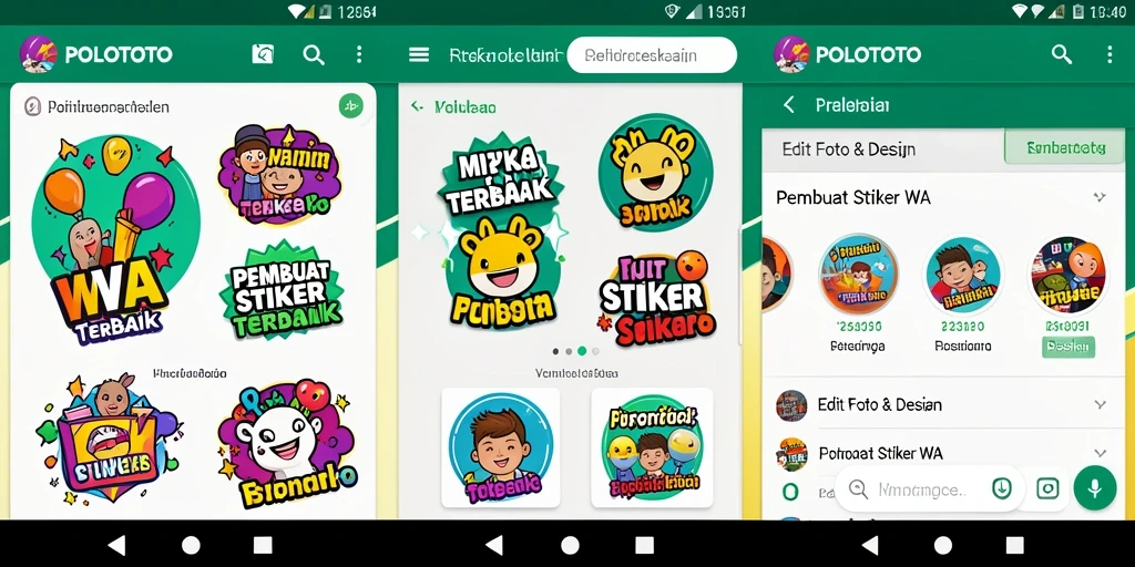 Antarmuka aplikasi POLOTOTO untuk membuat stiker WhatsApp yang menarik.