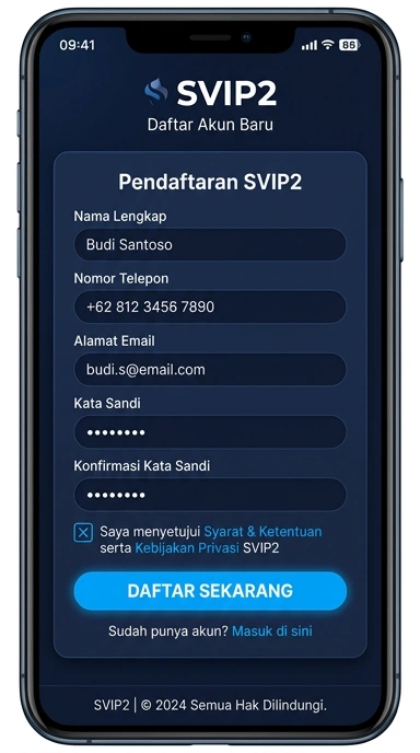 Tampilan halaman daftar svip2